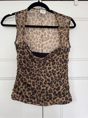 NWOT The A&F Ava Mesh Top - Leopard Print